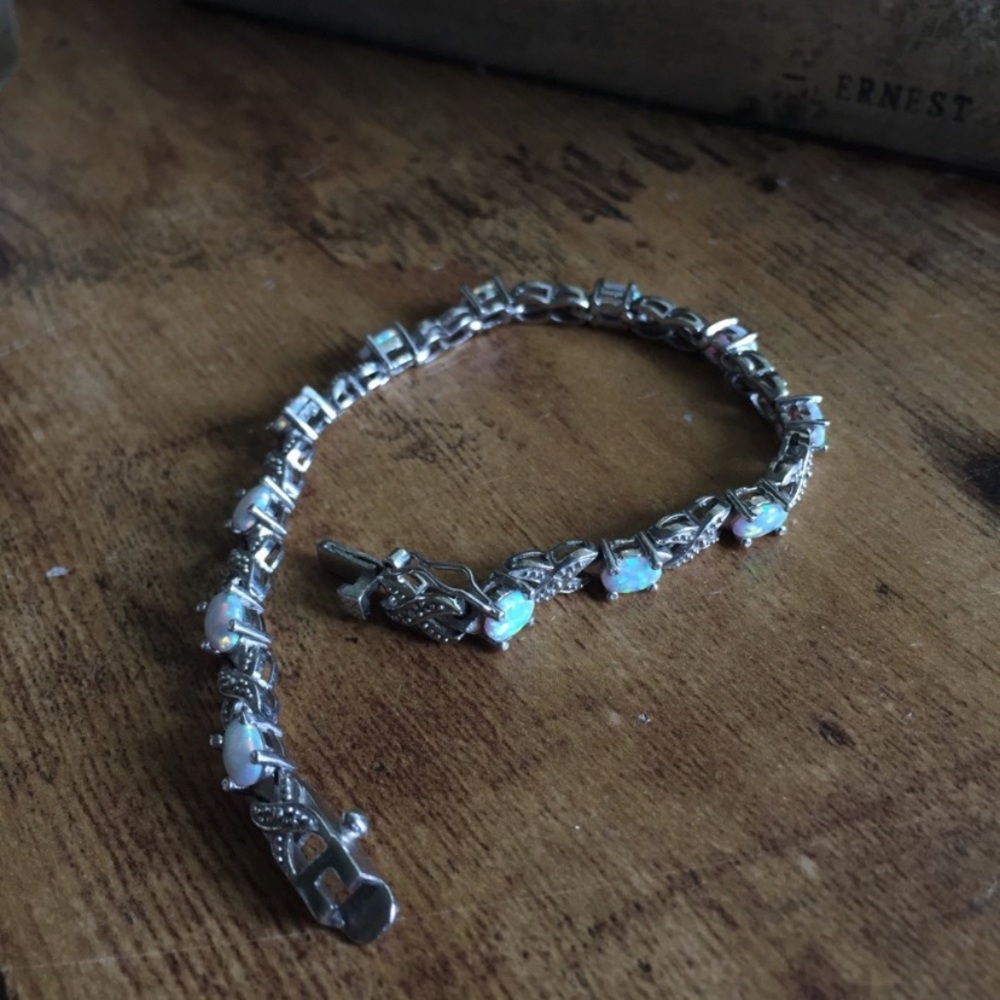 Opal 925 Silver Tennis Bracelet